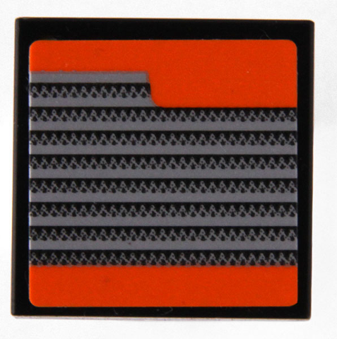 Lego Tile 2 x 2 with Silver Grille on Orange Background Pattern Model Right Side (Sticker) - Set 42204