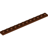 Lego Plate 1 x 12 / Reddish Brown
