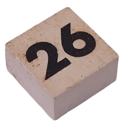 Lego Modulex Tile 2 x 2 with Small Black '26' Print, without Internal Supports