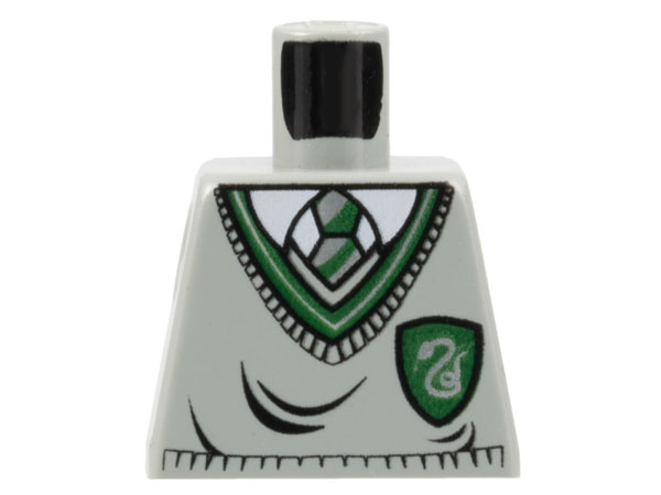 Lego Torso Harry Potter Uniform Slytherin Shield Pattern / Light Gray