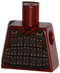 Lego Torso Armor Plate Dark Brown with Copper Rivets Pattern / Dark Red