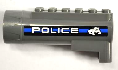 Lego Air Blast Launcher Receiver (Racers) with Black and Blue Stripes, 'POLICE' and Bulldog Pattern on Both Sides (Stickers) - Set 8221