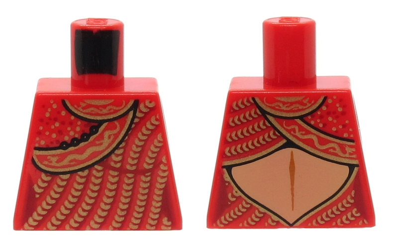 Lego Torso Female Dress with Gold Sequins and Open Back Pattern / Red