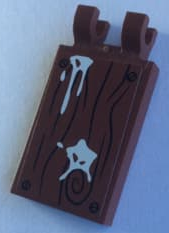 Lego Tile, Modified 2 x 3 with 2 Clips with White Paint Splotches on Wood Grain Background Pattern Model Right Side (Sticker) - Set 70813