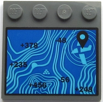 Lego Tile, Modified 4 x 4 with Studs on Edge with Blue Altitude Profile with Black Upright Font Numbers and Plane Position Marker Pattern (Sticker) - Set 60161