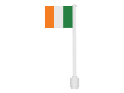 Lego Flag on Flagpole, Straight with Ireland Pattern (Stickers)