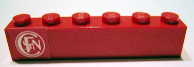 Lego Brick 1 x 6 with 'SNCF' Pattern (Sticker) - Set 164