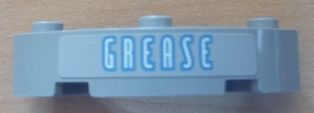 Lego Brick, Round Corner 4 x 4 Macaroni with 3 Studs with 'GREASE' Pattern (Sticker) - Set 8487