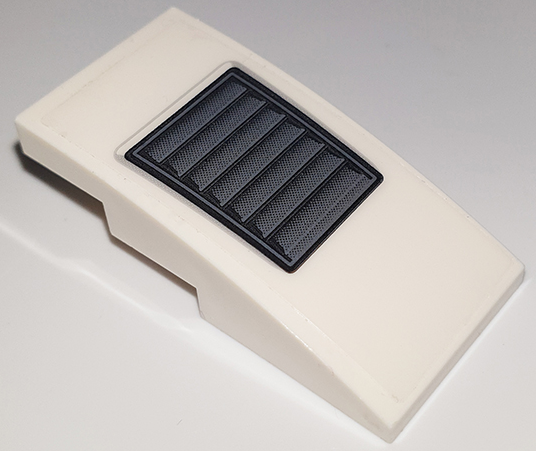 Lego Slope, Curved 4 x 2 with Black and Dark Bluish Gray Air Vent Pattern (Sticker) - Set 76908