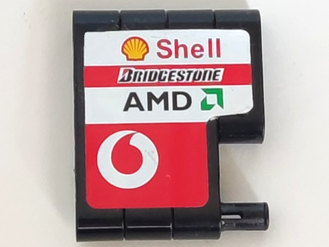 Lego Stickered Assembly 5 x 4 x 1 with Red and White Stripes, Shell, Bridgestone, 'AMD' and Vodafone Logos Pattern Model Right Side (Sticker) - Set 8386