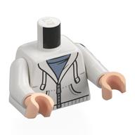 Lego Torso, Hoody, Laces, Silver Zipper, Sand Blue Shirt Print, White Arms, Light Nougat Hands