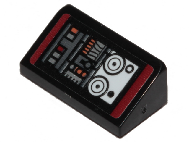 Lego Slope 30 1 x 2 x 2/3 with SW Landspeeder Control Panel Pattern (Sticker) - Set 75271 / Black