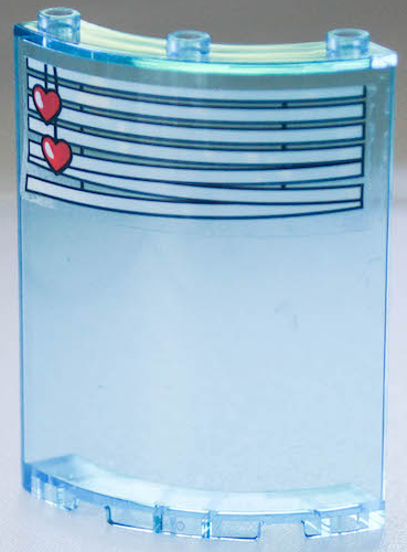 Lego Cylinder Quarter 4 x 4 x 6 with White Venetian Blinds, Crooked with Coral Hearts Drawstring Pattern (Sticker) - Set 41394