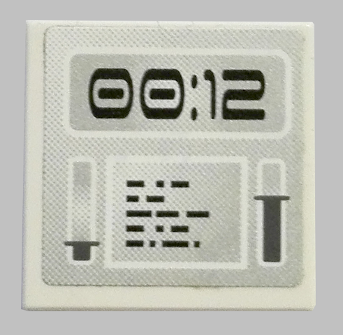 Lego Tile 2 x 2 with Gray Screen with '00:12' Pattern (Sticker) - Set 8637