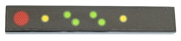 Lego Tile 1 x 6 with Red Light, 4 Lime and 2 Yellow Dots on Black Background Pattern Model Right Side (Sticker) - Set 42054 / Black