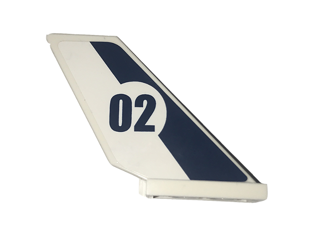 Lego Tail Shuttle with Dark Blue Stripe and '02' in White Circle Pattern on Both Sides (Stickers) - Set 60070
