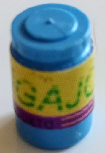 Lego Scala Accessories Jar Jam / Jelly with 'MANGAJO SANO PRODUKTO' and Dark Purple Stripe Pattern (Sticker) - Set 3148