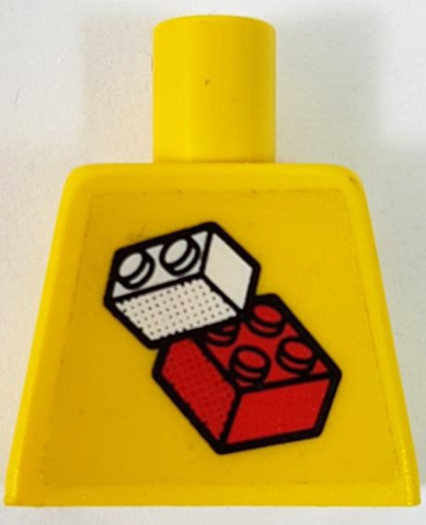 Lego Torso Soccer World Team Goalie, Bricks Logo Sticker Front, White/Black Number Sticker Back Pattern (specify number in listing) / Yellow