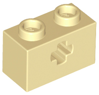 Lego Technic, Brick 1 x 2 with Axle Hole / Tan