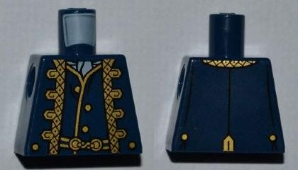 Lego Torso PotC Uniform Jacket over Vest with Gold Trim Pattern / Dark Blue