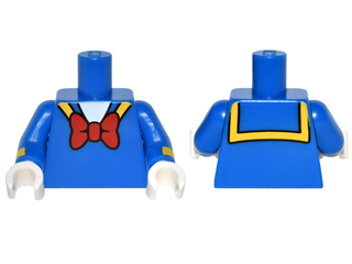 Lego Torso Sailor Suit with Yellow Collar Trim and Large Red Bow Tie Pattern / Blue Arms with Yellow Stripe Pattern / White Hands