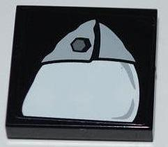 Lego Tile 2 x 2 with Tooth / Stone with Metal Plates Pattern (Sticker) - Set 2520 / Black