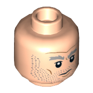 Lego Minifig Head Griff Halloran, Light Bluish Grey Eyebrows, Stubble Beard, Frown Print [Hollow Stud]