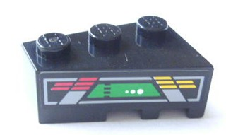 Lego Wedge 3 x 2 Left with Red, Yellow and Green Console Display Pattern (Sticker) - Set 8479 / Black