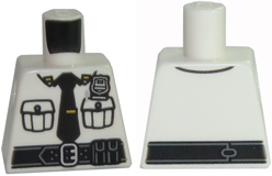 Lego Torso Police Shirt with Black Tie, Silver Badge, Black Belt with Pouch and Buckle on Front, Line on Back Pattern / White