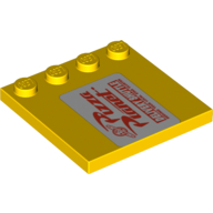 Lego Plate Special 4 x 4, Studs on One Edge with Pizza Planet Sign Print Left of Studs