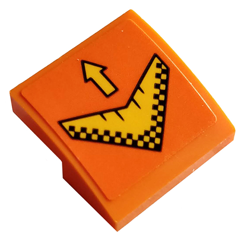 Lego Slope, Curved 2 x 2 x 2/3 with Yellow Vent and Arrow Pattern (Sticker) - Set 76107
