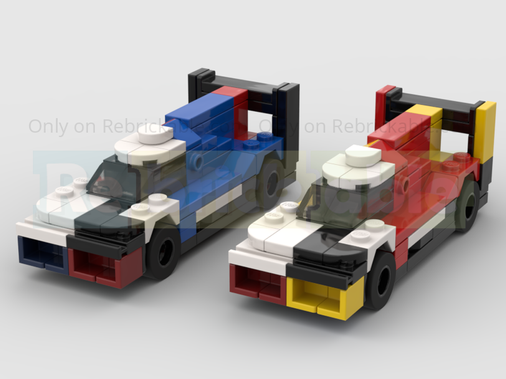 Lego Pair Of BMW M Hybrid V8 LMDh Hypercar Racing Cars - Half Speed Champions Scale