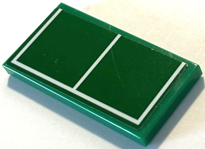 Lego Tile 2 x 4 with White Lines for Half Ping Pong Table Pattern (Sticker) - Set 60246