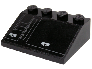 Lego Slope 33 3 x 4 with Silver Mechanical Panel Pattern Model Right Side (Sticker) - Set 75102 / Black