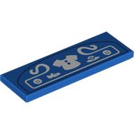 Lego Tile 2 x 6 with White Sign, Shirt, Buttons, Hat, Shoe Print