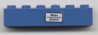 Lego Brick 1 x 6 with 'Wien - Zürich' Pattern (Sticker) - Set 7715