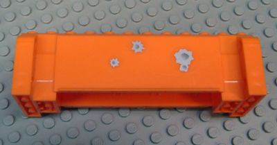 Lego Crane Section 4 x 12 x 3 with 8 Pin Holes with 4 Bullet Holes Pattern (Stickers) - Set 7709 / Orange