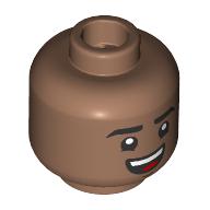 Lego Minifig Head Miles Morales, Eyebrows, Open Mouth Smile / Confused Print