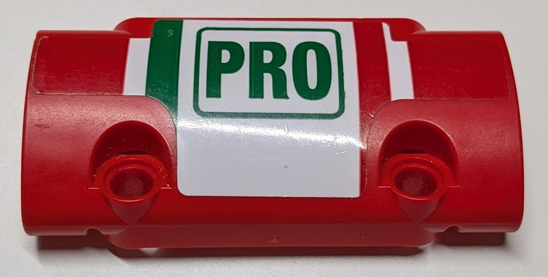 Lego Technic, Panel Curved 7 x 3 with 2 Pin Holes through Panel Surface with 'PRO' and Green and Red Stripes on White Background Pattern (Sticker) - Set 42125