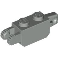 Lego Hinge Brick 1 x 2 Locking with 1 Finger Vertical End and 2 Fingers Vertical End, 9 Teeth / Light Gray