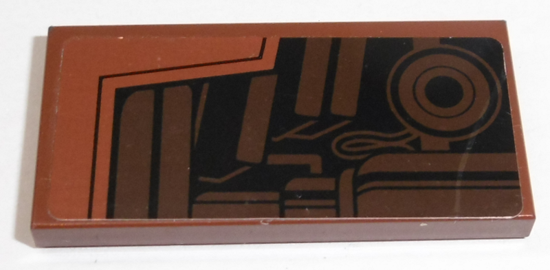 Lego Tile 2 x 4 with SW MTT Dark Brown Mechanical Parts Pattern Model Left Side (Sticker) - Set 75058