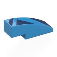 Lego Brick Curved 3 x 1 No Studs with Dark Blue Shapes Print / Dark Azure