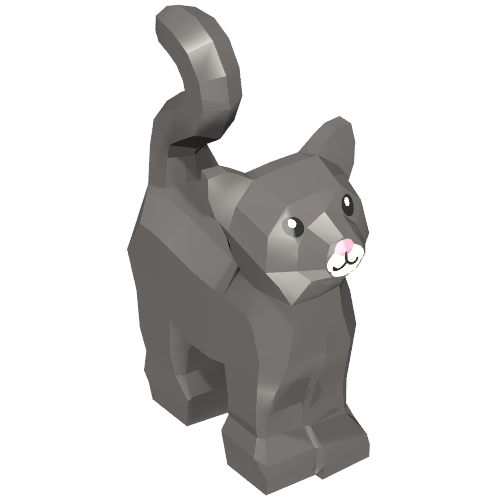 Lego Animal, Cat, Standing New Style with White Muzzle and Bright Pink Nose Print