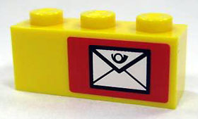 Lego Brick 1 x 3 with Mail Envelope Pattern Right (Sticker) - Set 7732