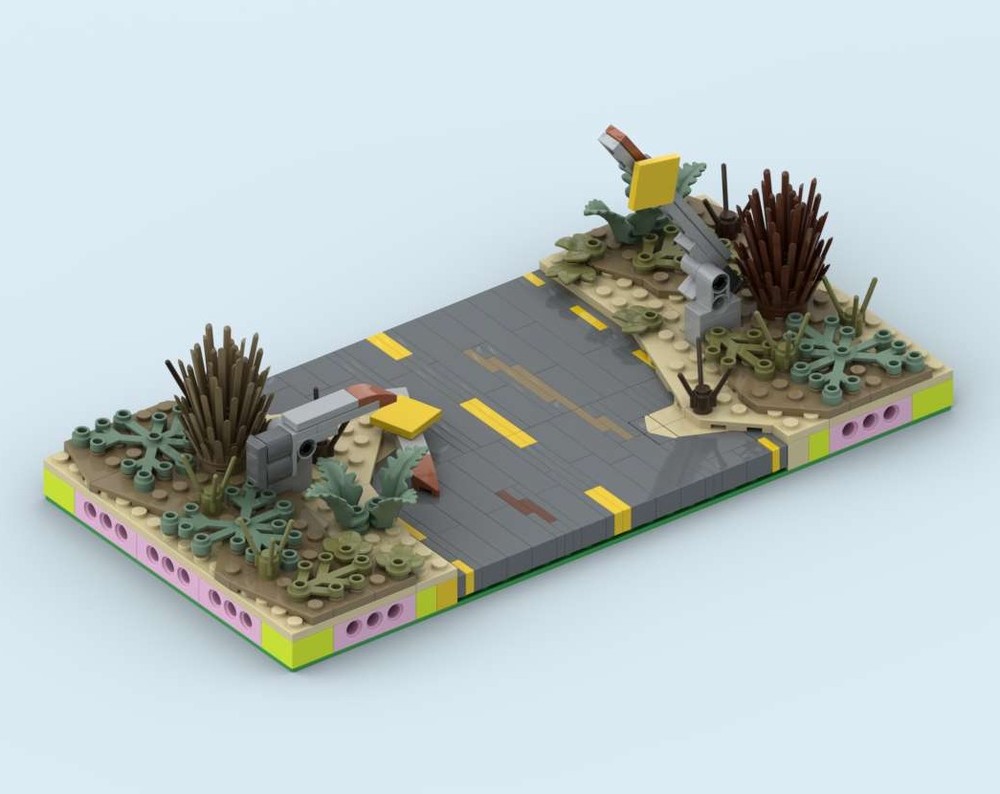 Lego MILS Wasteland Half Road Straight 16 Studs Wide (Fallout) V2