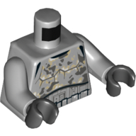 Lego Torso Armor with Camouflage Pattern, Utility Belt Print (Stormtrooper), Light Bluish Gray Arms, Black Hands / Light Bluish Gray