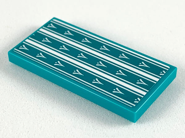 Lego Tile 2 x 4 with Bedspread with White Stripes and 'V' Shapes Pattern (Sticker) - Set 41164
