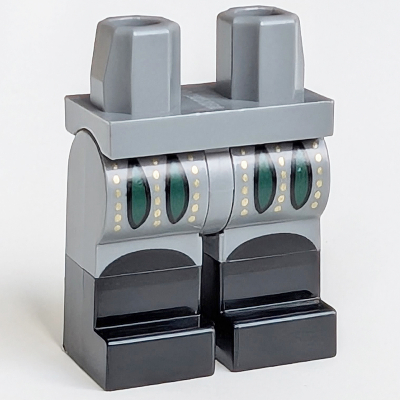 Lego Hips with Dark Bluish Gray Legs and Black Boots Pattern with Dark Green and Gold Decorations Print