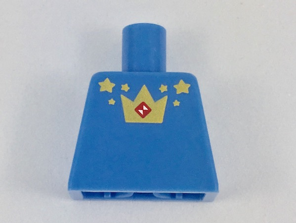 Lego Torso with Gold Stars and Crown with Red Diamond Jewel Pattern / Medium Blue
