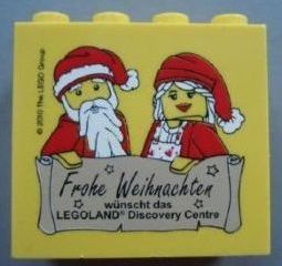 Lego Brick 2 x 4 x 3 with Frohe Weihnachten wünscht das Legoland Discovery Centre Pattern